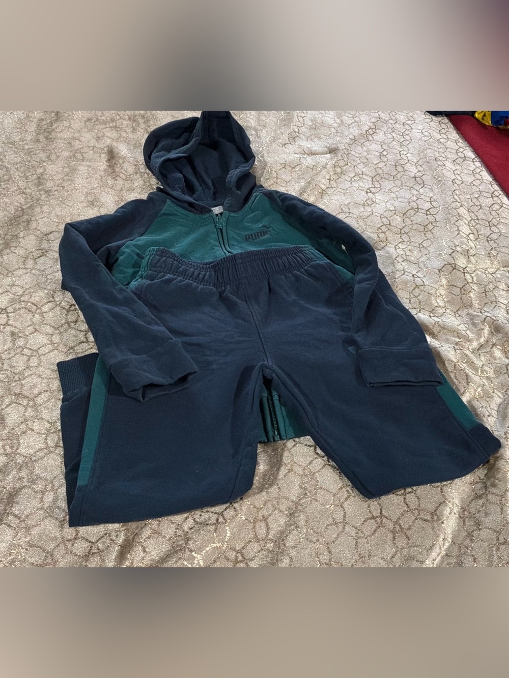 Puma Kids Navy and Teal Jogger Sweatpants set